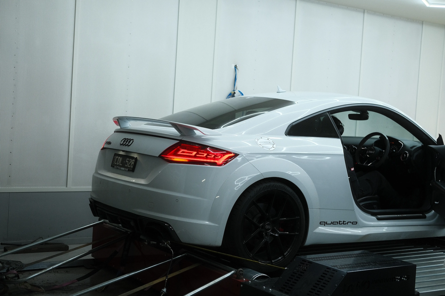 Dyno Innovations roller dynamometer mid-run