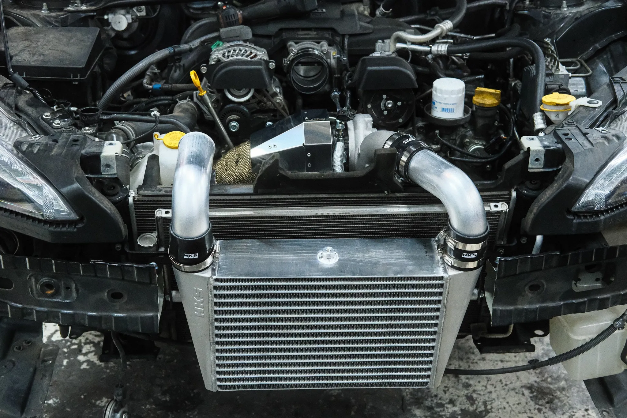 HKS front-mount intercooler installed on Subaru BRZ ZD8