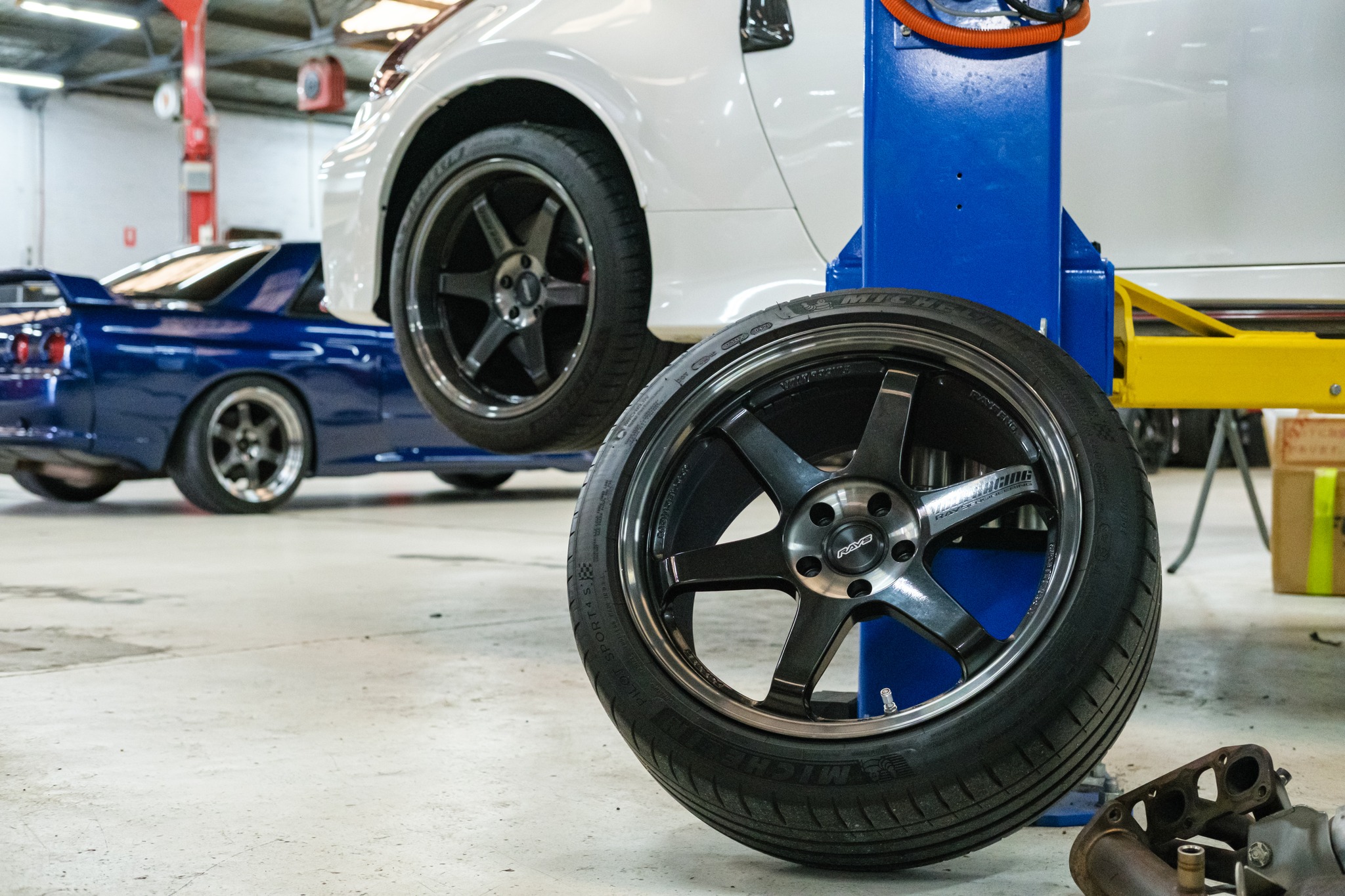 RAYS forged wheels on NISMO 370Z in workshop