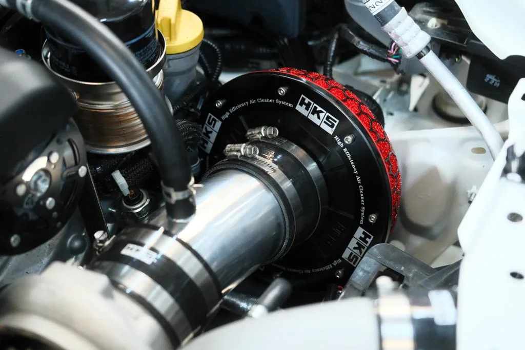 HKS Racing Suction intake and mushroom filter installed on turbocharged Subaru BRZ ZD8