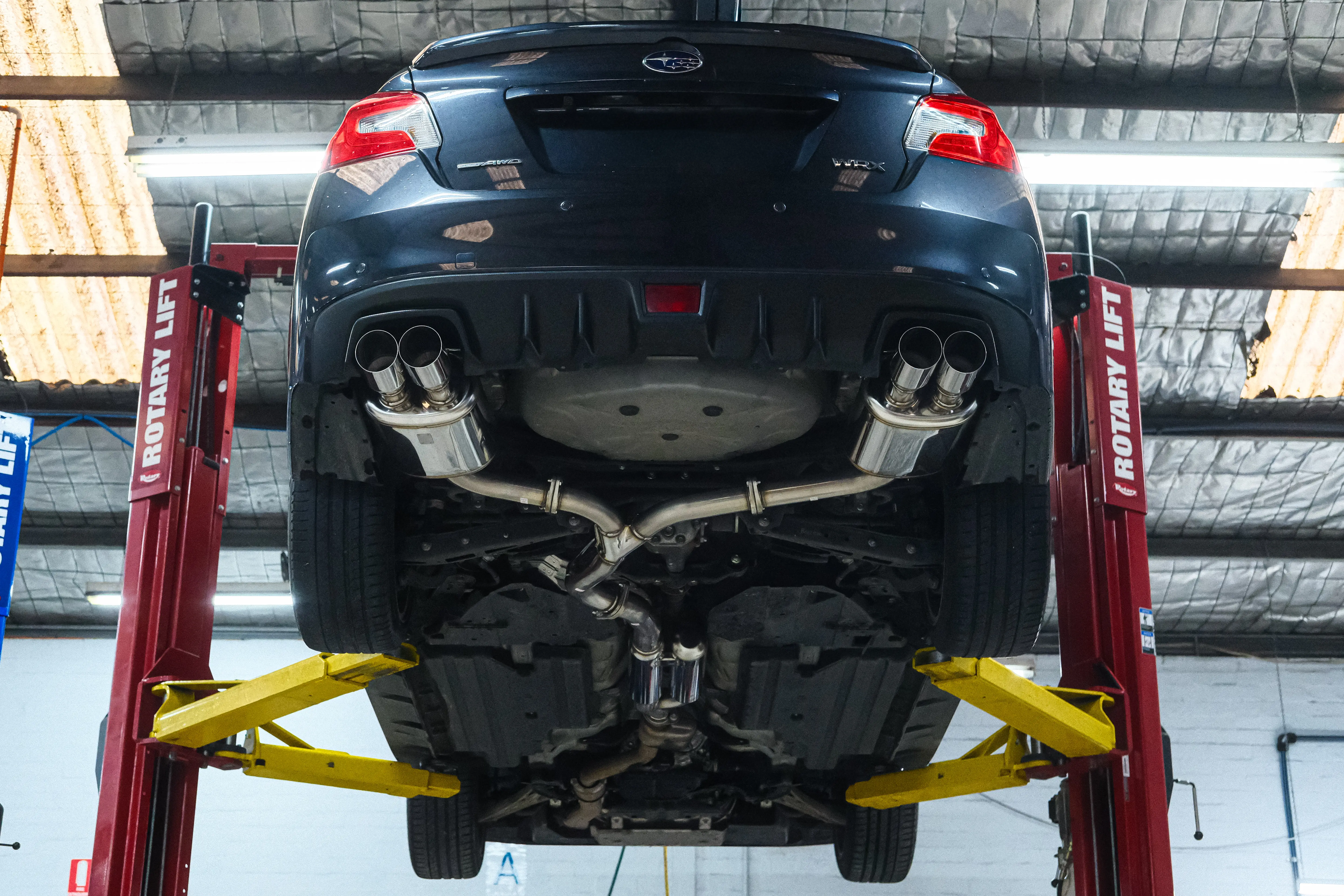 HKS Legamax exhaust fitted to a Subaru WRX VA at Revzone Melbourne